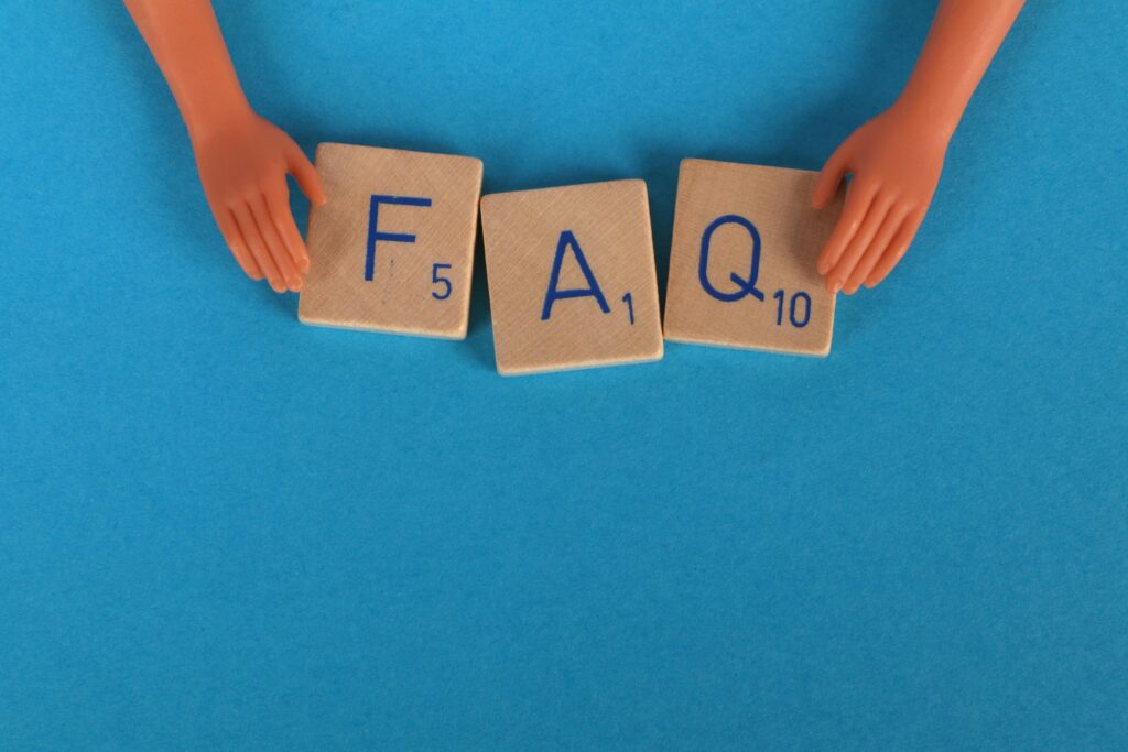 FAQ style illustration (question mark icon with text).